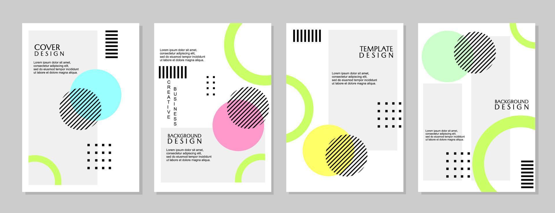 set of trendy geometric abstract cover designs for business. white background with pastel color shape elements. vector illustration