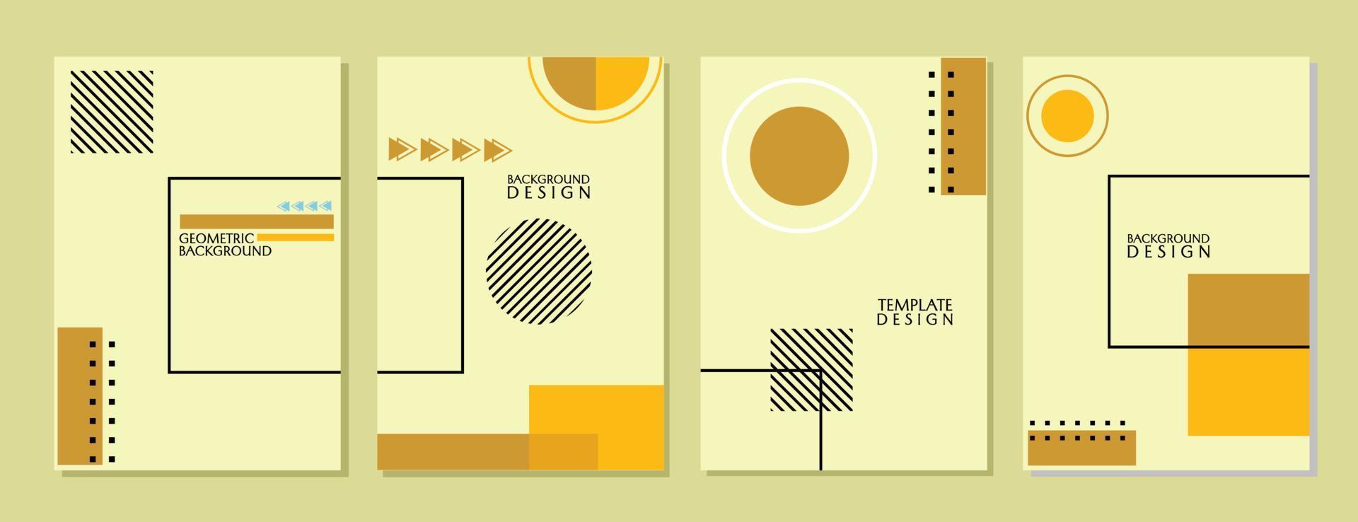 set of minimal and trendy geometric cover designs. pastel brown background with circle and rectangle vector