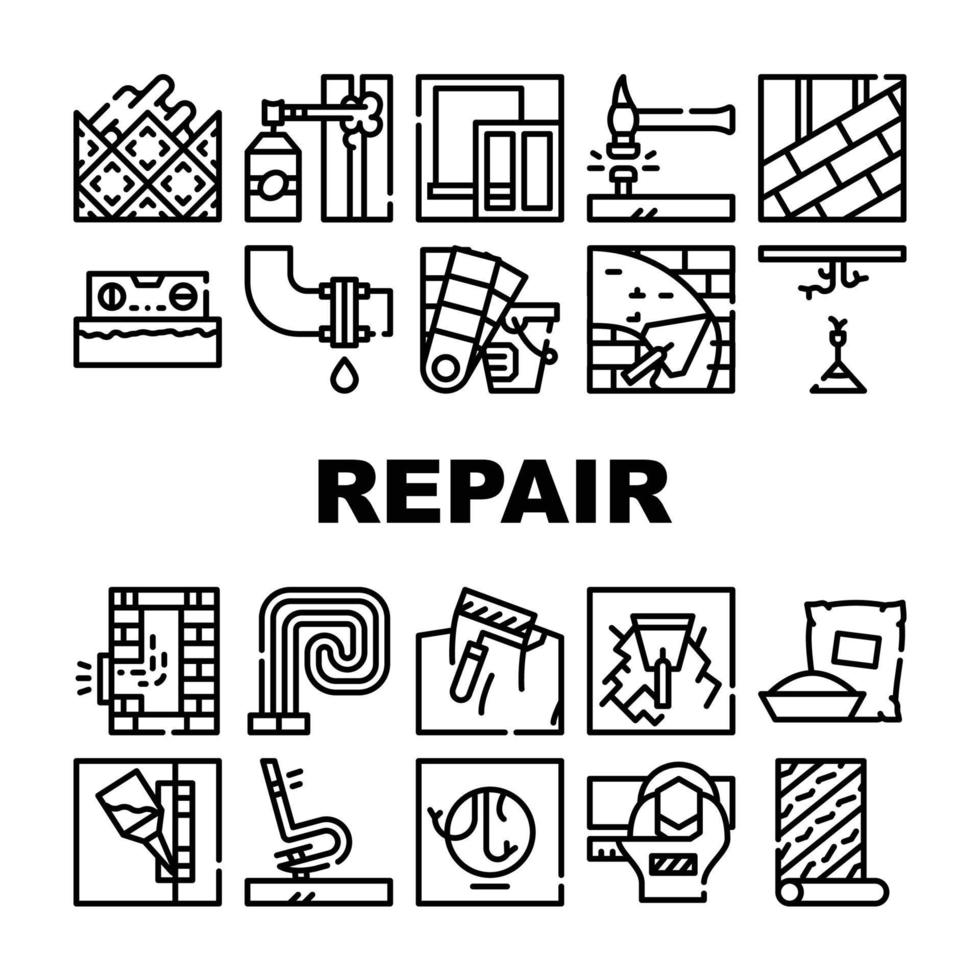 Home Repair Service Collection Icons Set Vector