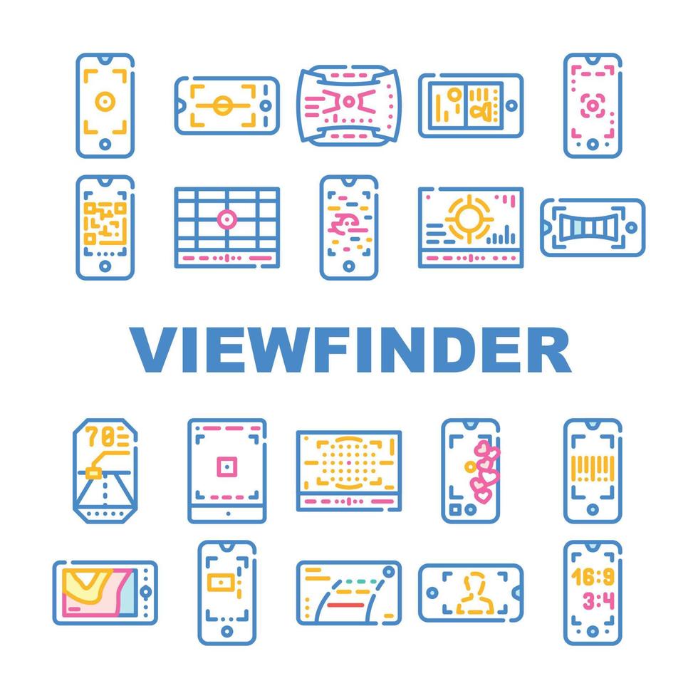 Viewfinder Smartphone Function Icons Set Vector