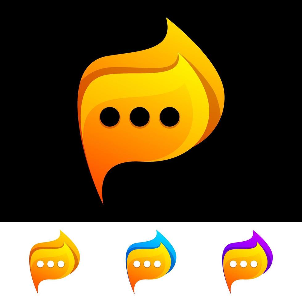 chat fire  gradient logo design vector