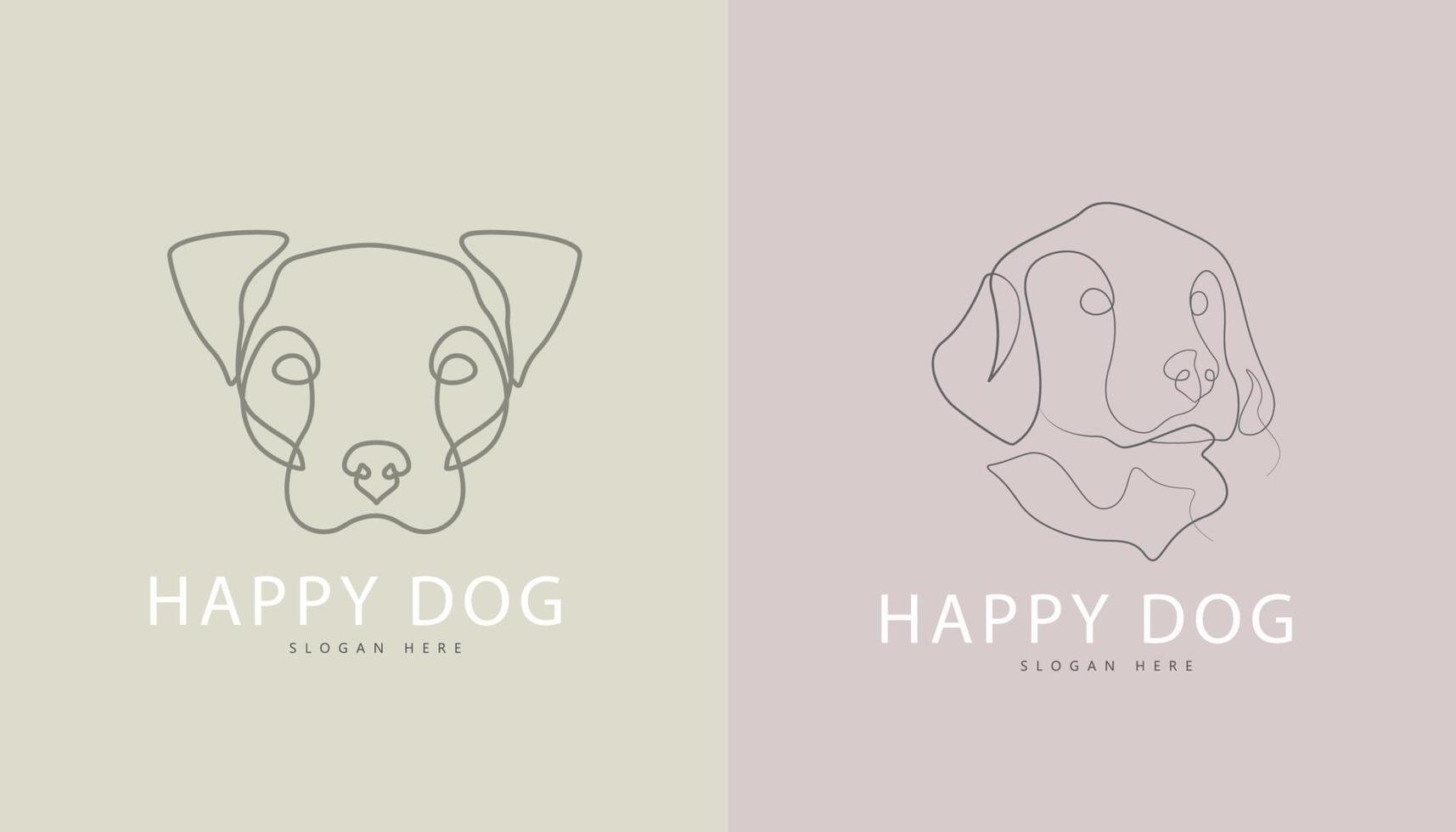 Happy Cute Abstract Dog Line Drawing Logo And Symbol Illustration vector