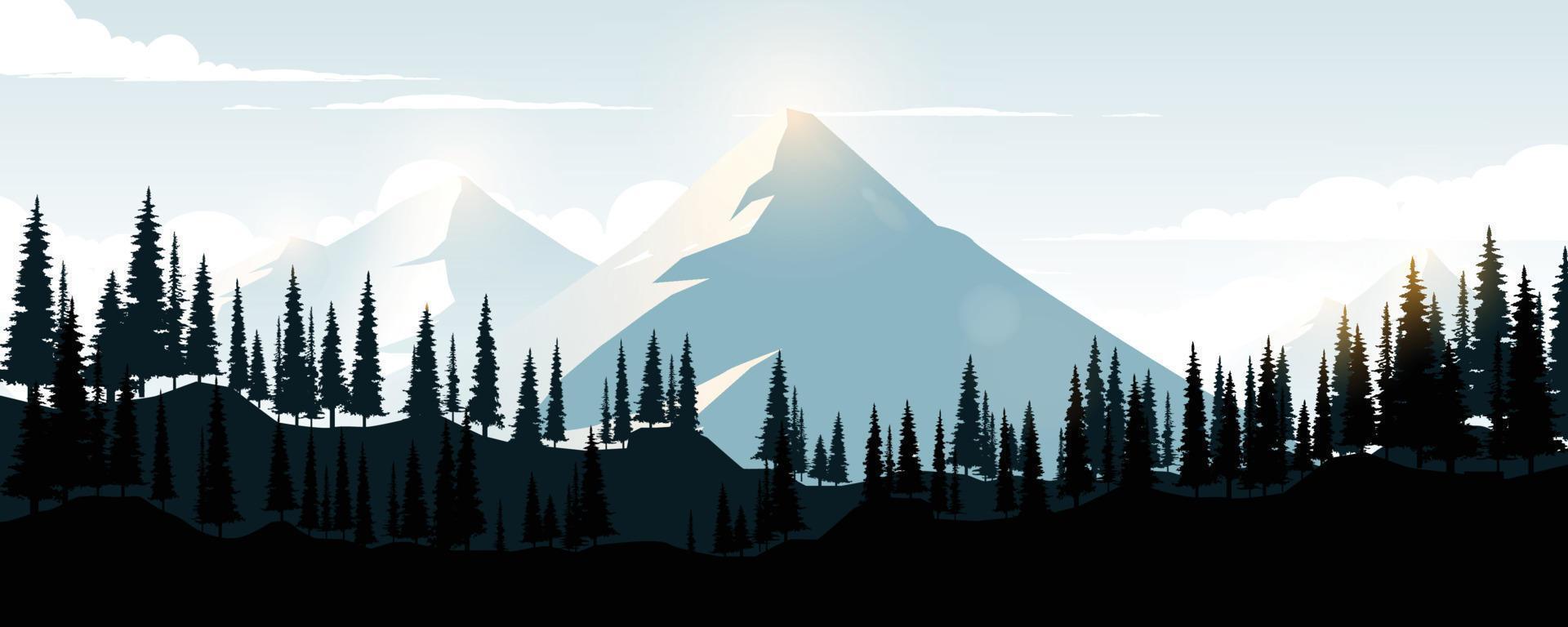 Landscape of mountains and pine forests. vector