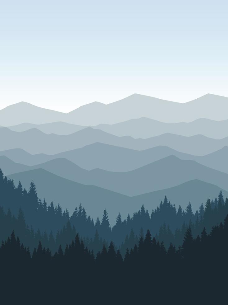 paisaje de montaña en la mañana. vector