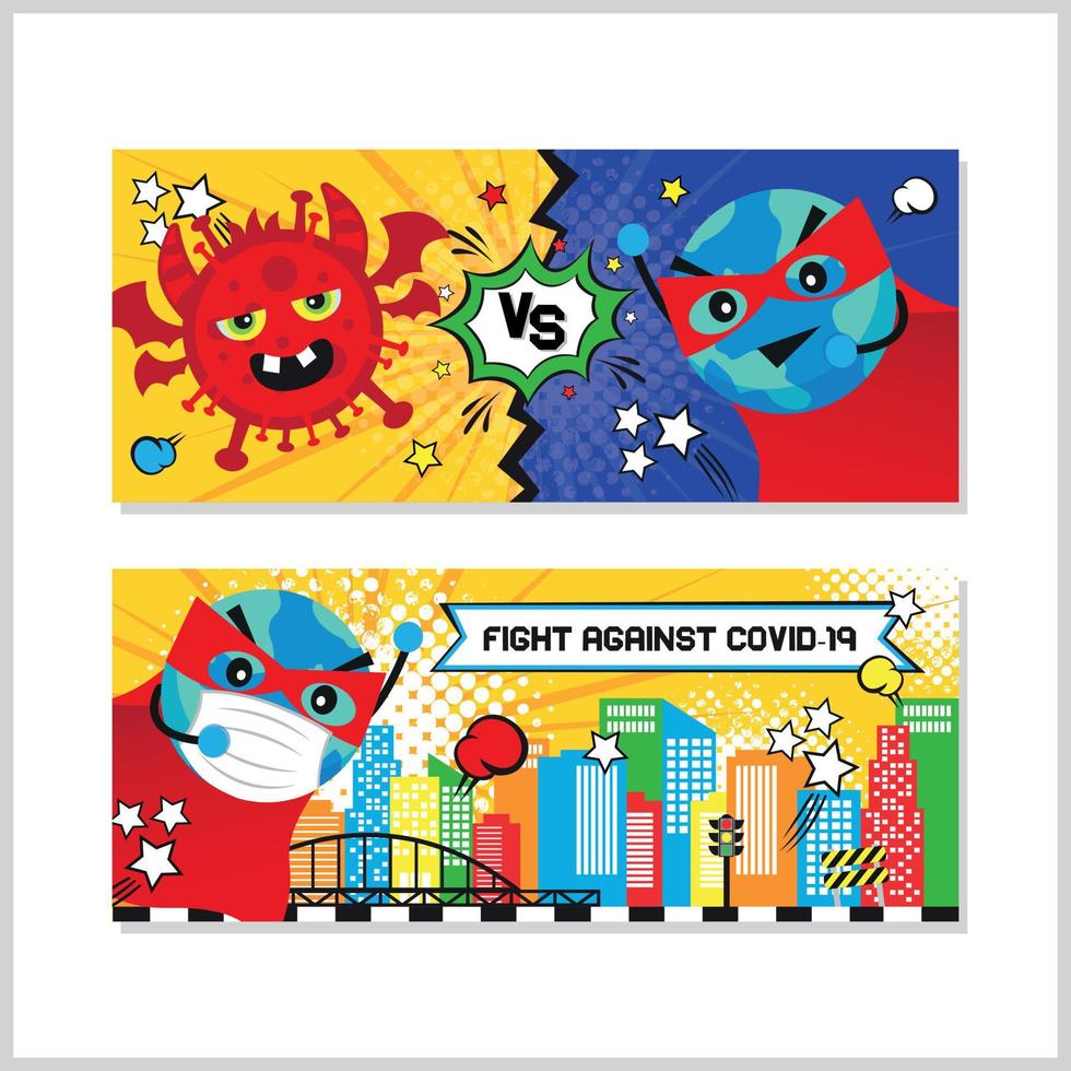 Fight against covid-19 web banner vector