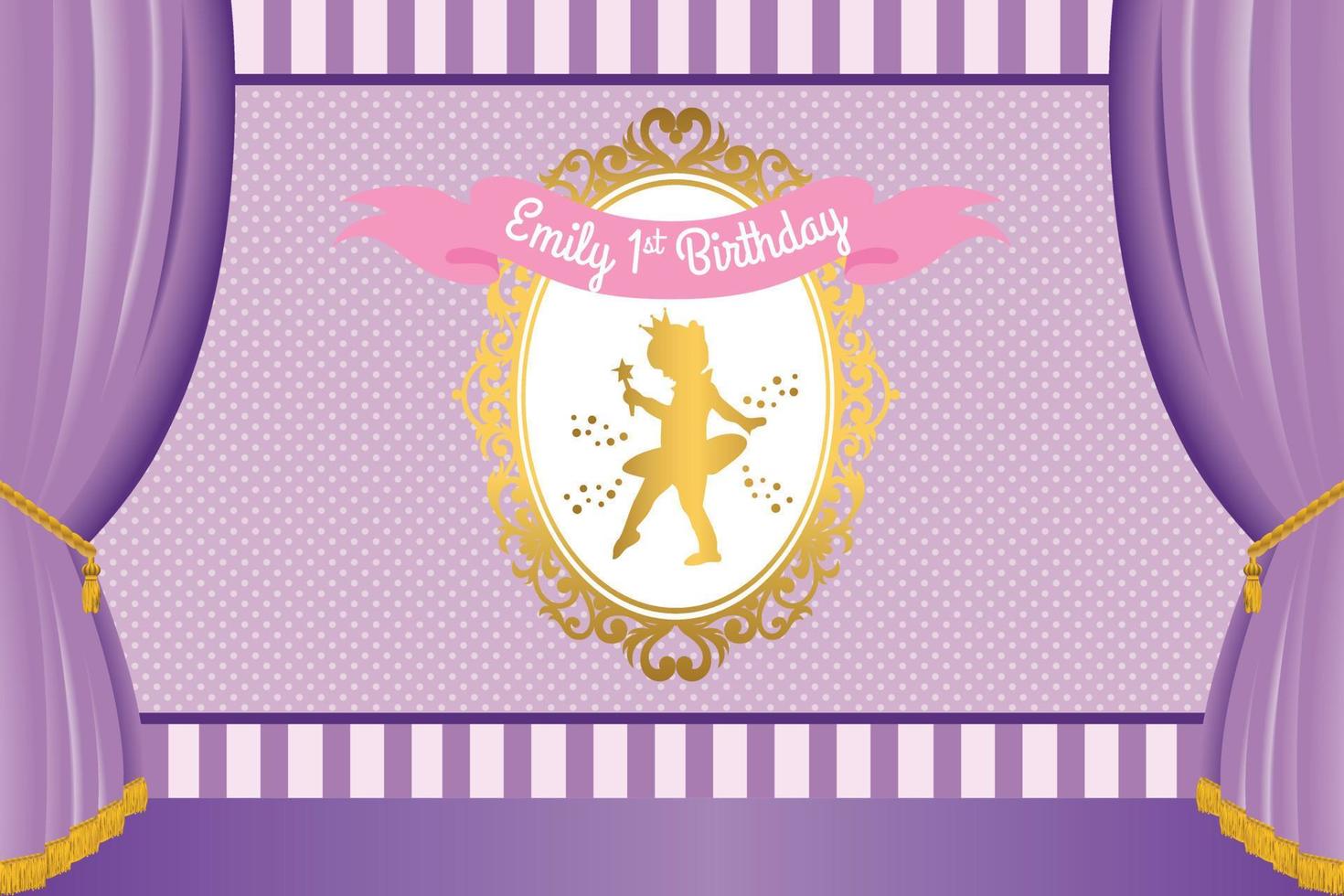 Royal Party Banner with cute ballerina vector