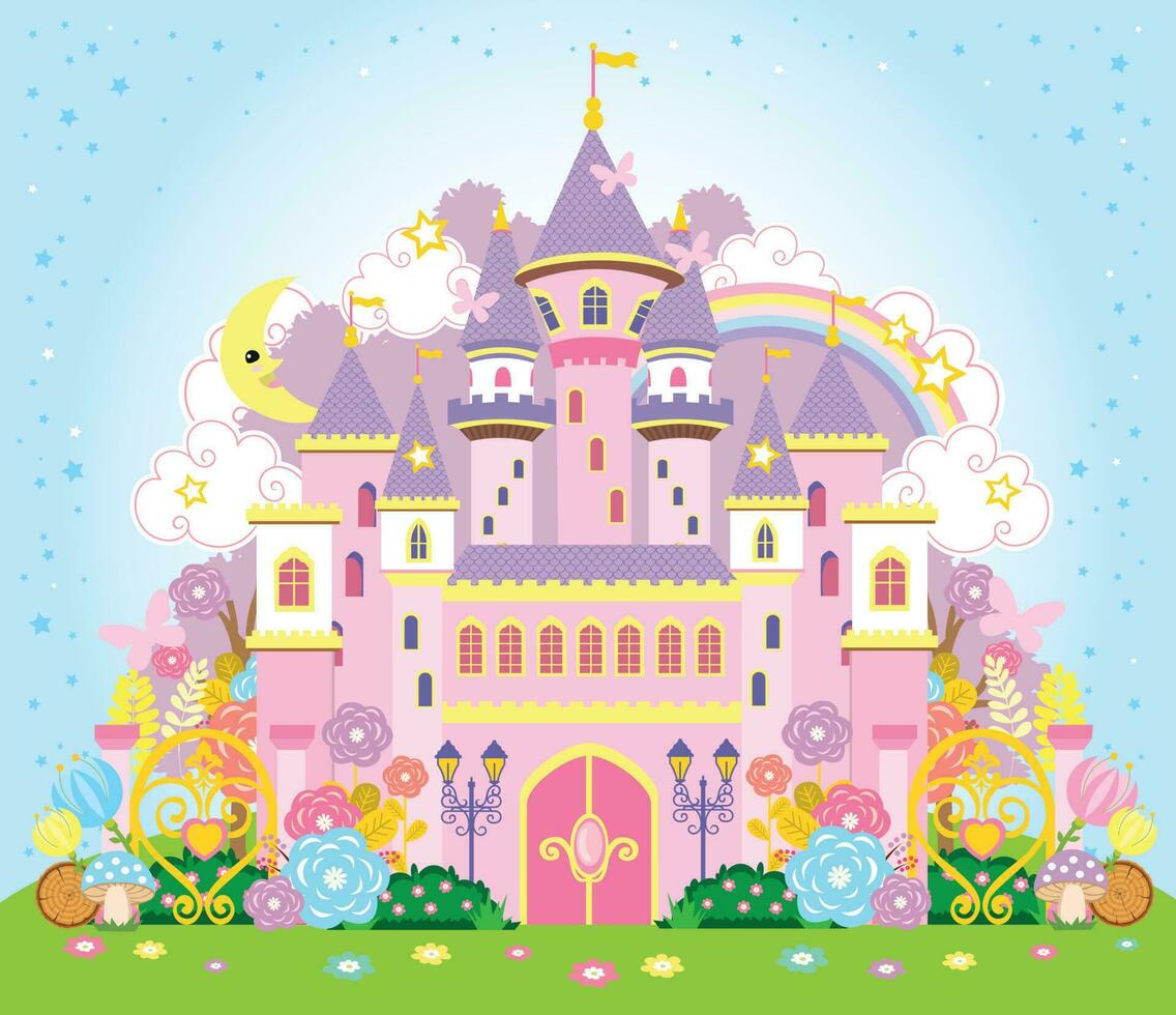 princess fairytale castle vector