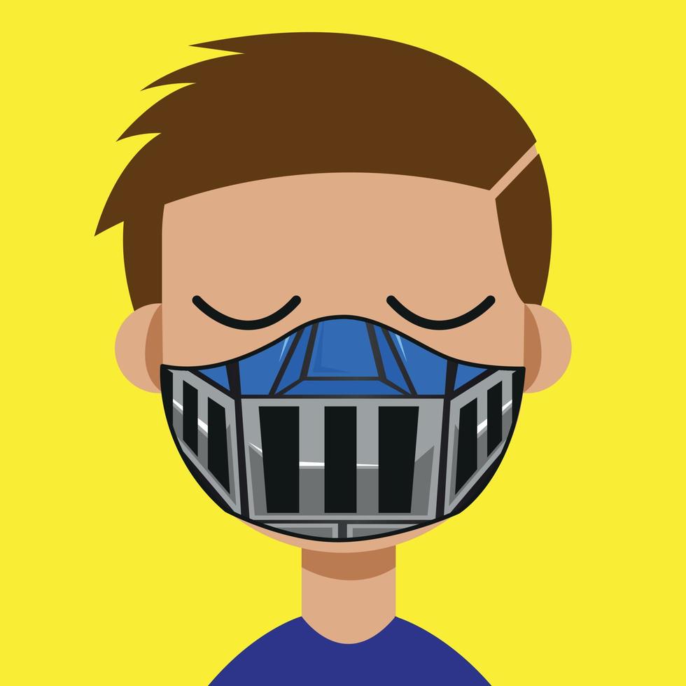 boy with robot face mask design vector