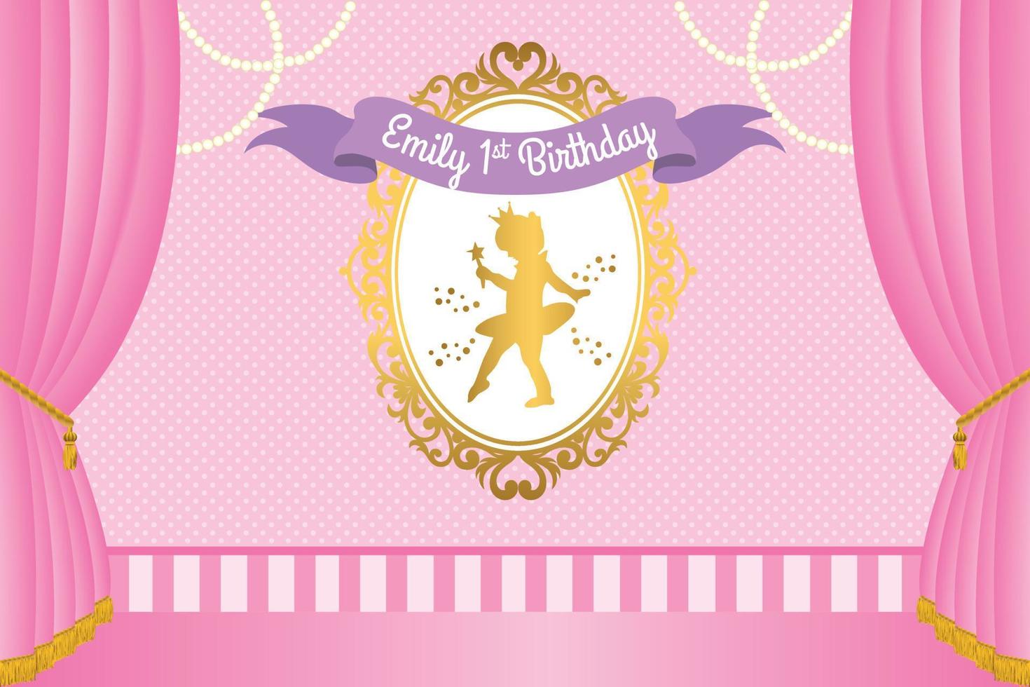 Royal Party Banner with cute ballerina vector