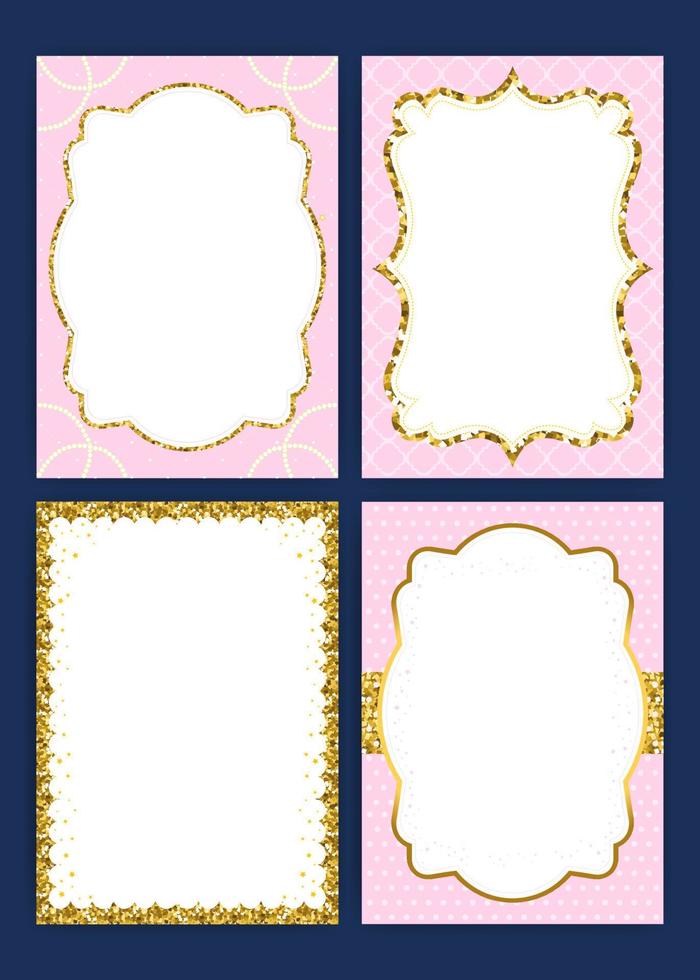 Set of the blank gold glitter card templates vector