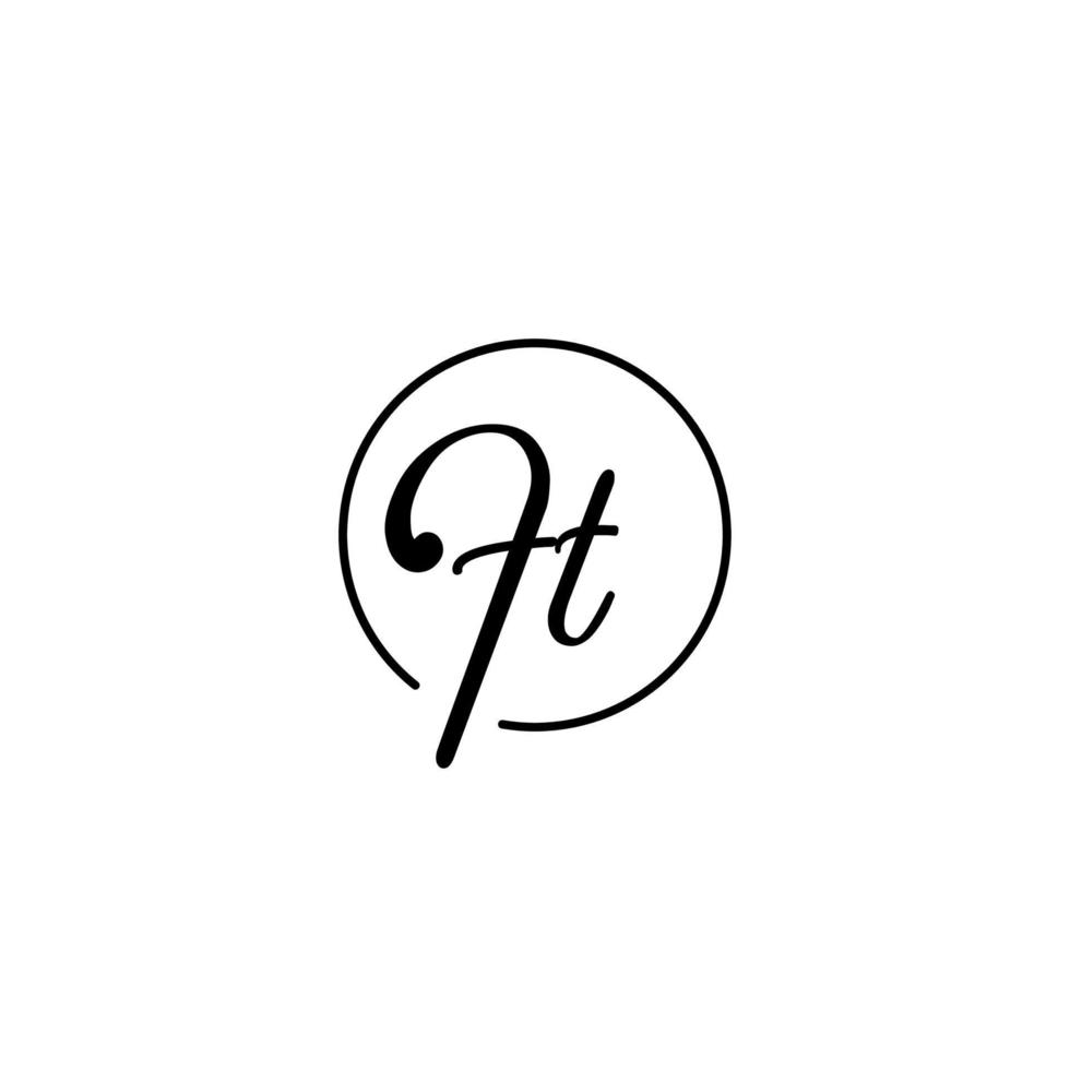 FT circle initial logo best for beauty and fashion in bold feminine concept vector