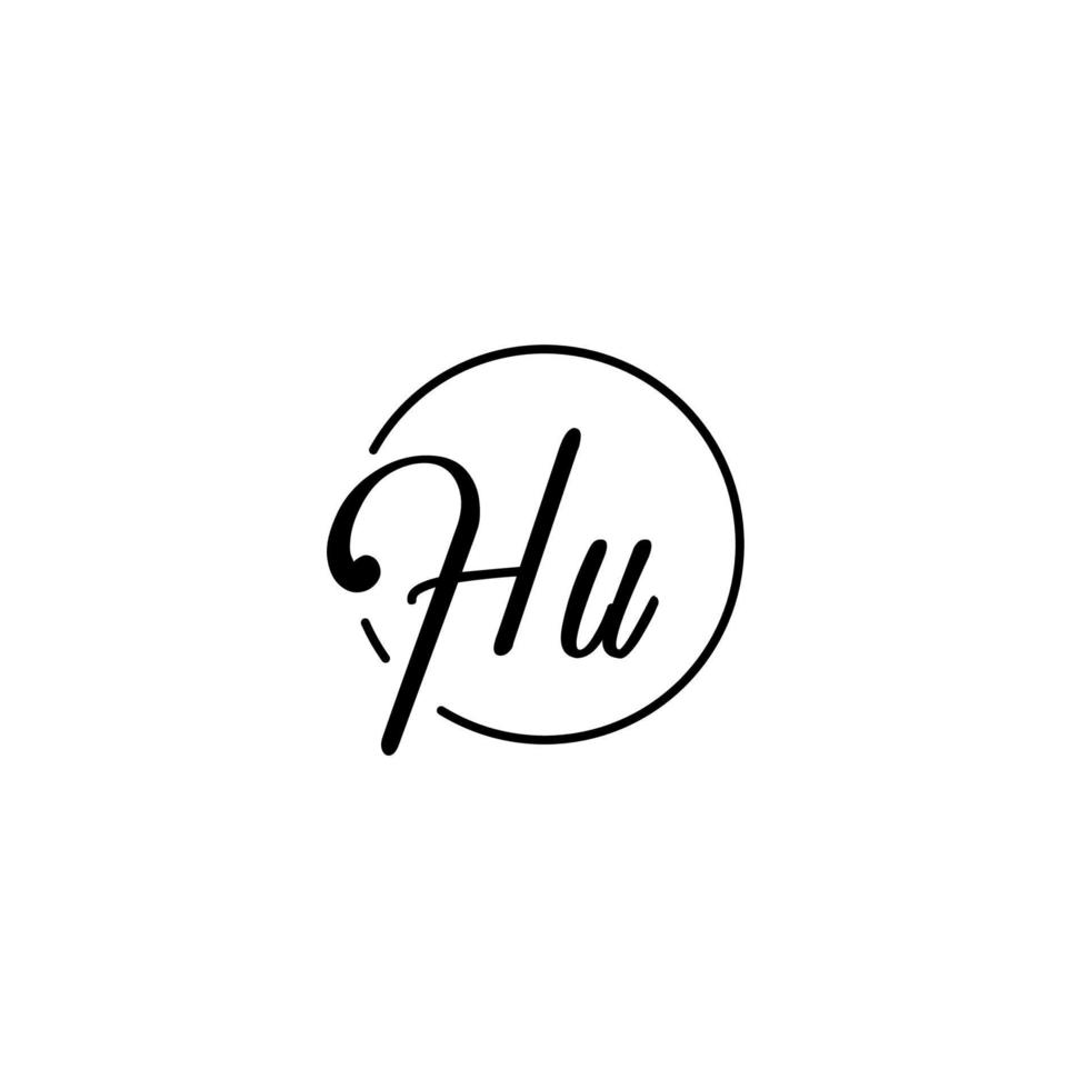 logotipo inicial del círculo hu mejor para la belleza y la moda en un concepto femenino audaz vector