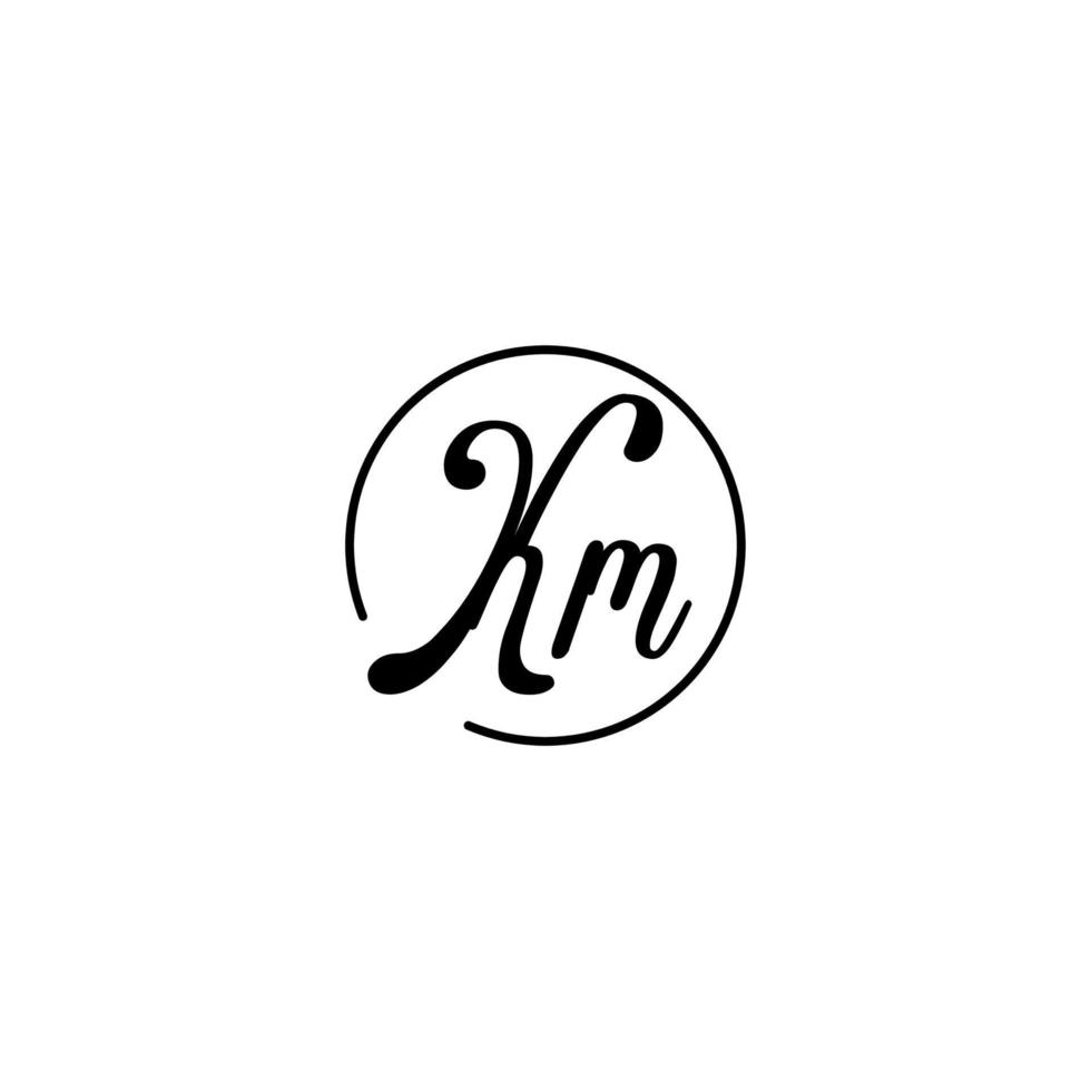 logotipo inicial del círculo km mejor para la belleza y la moda en un concepto femenino audaz vector