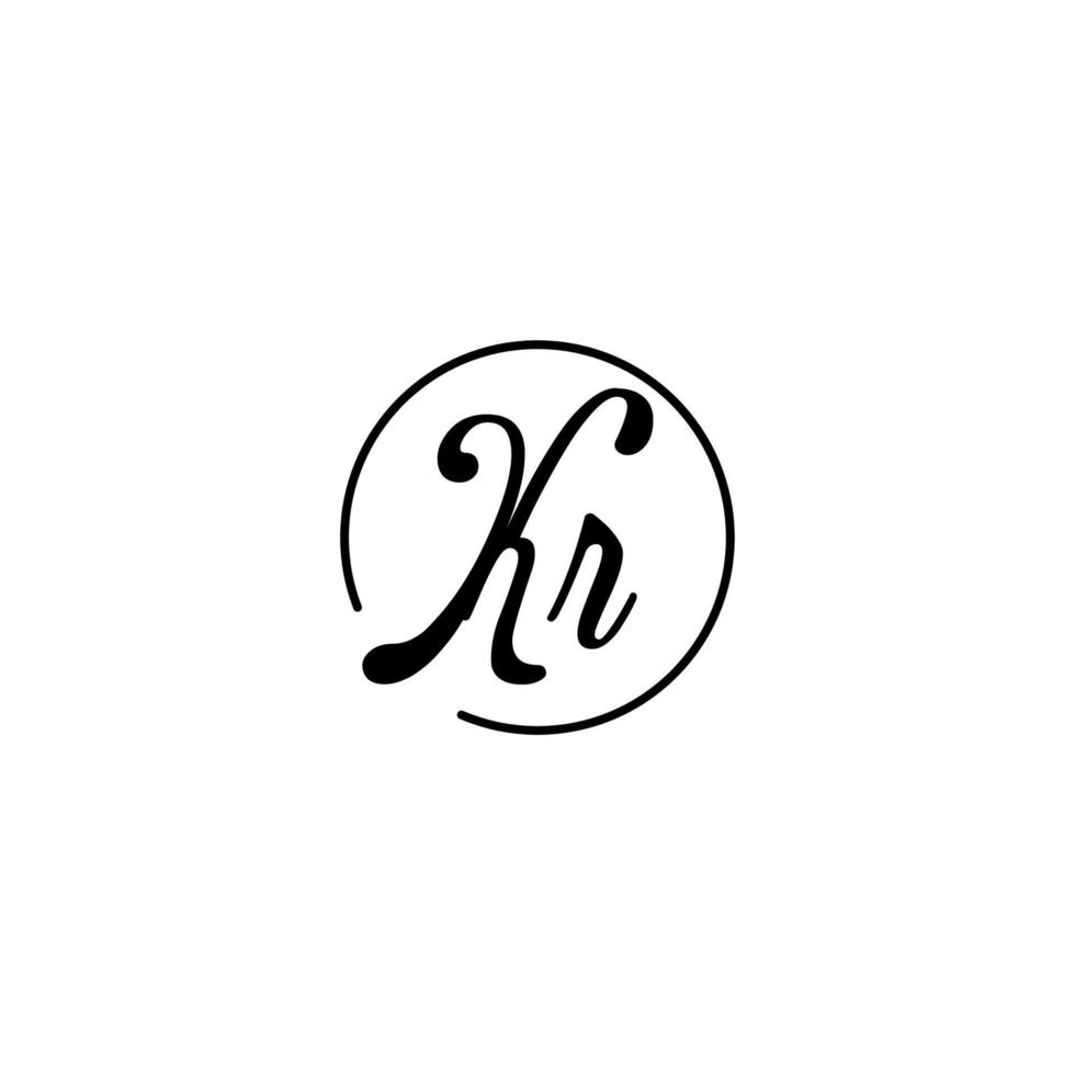 logotipo inicial del círculo kr mejor para la belleza y la moda en un concepto femenino audaz vector