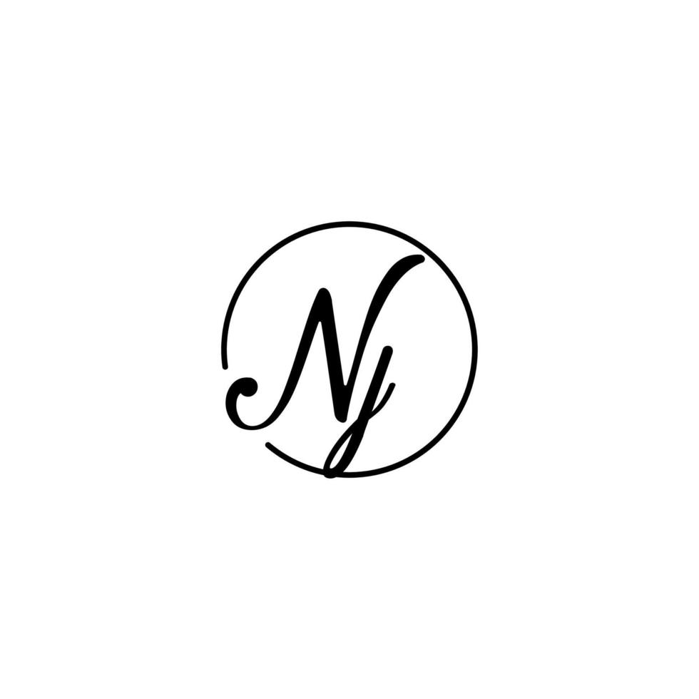 logotipo inicial del círculo de nj mejor para la belleza y la moda en un concepto femenino audaz vector