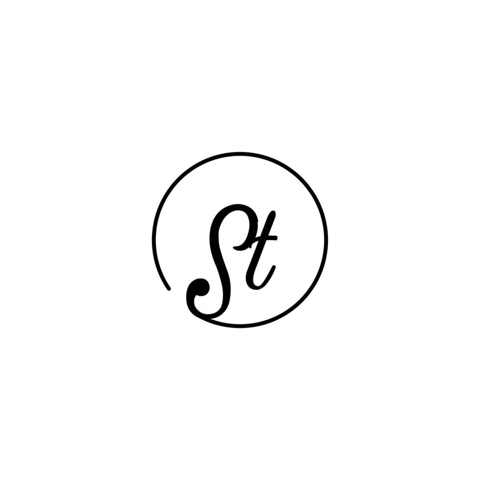 ST circle initial logo best for beauty and fashion in bold feminine concept vector