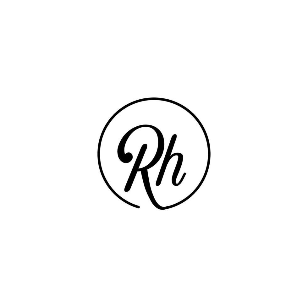 logotipo inicial del círculo rh mejor para la belleza y la moda en un concepto femenino audaz vector