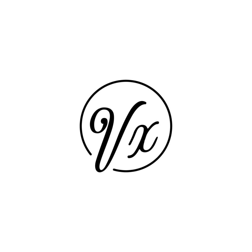 VX circle initial logo best for beauty and fashion in bold feminine concept vector