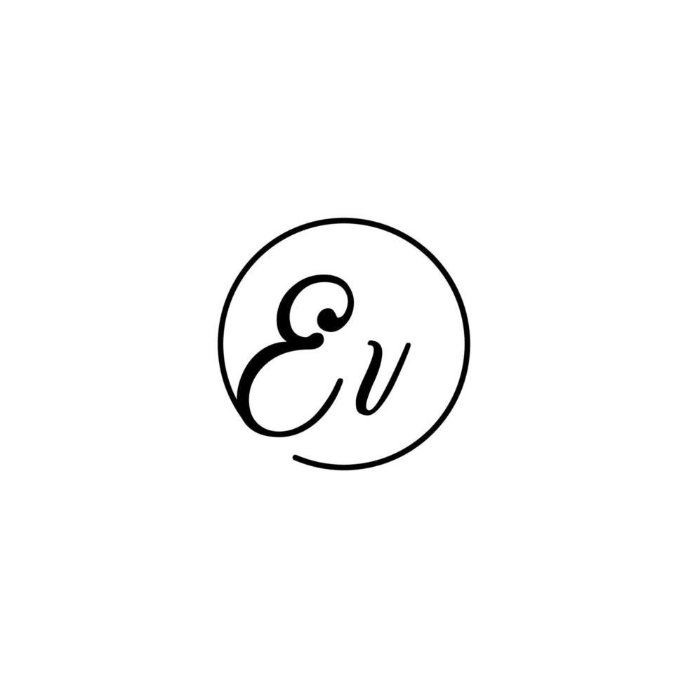 logotipo inicial del círculo ev mejor para la belleza y la moda en un concepto femenino audaz vector