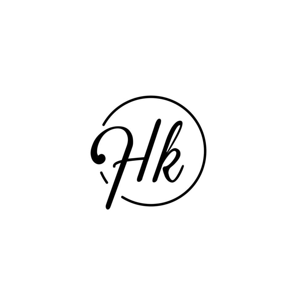 HK circle initial logo best for beauty and fashion in bold feminine concept vector