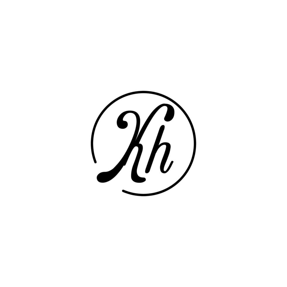 logotipo inicial del círculo kh mejor para la belleza y la moda en un concepto femenino audaz vector