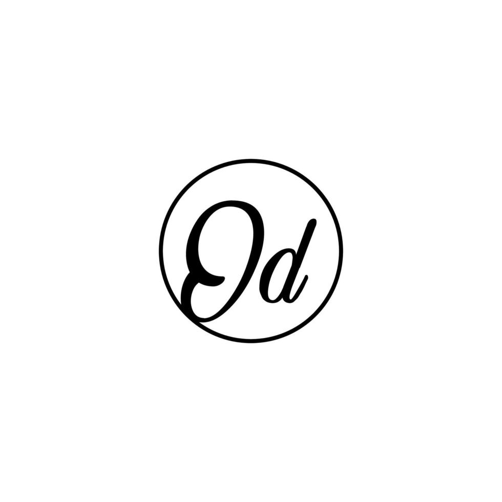 logotipo inicial del círculo od mejor para la belleza y la moda en un concepto femenino audaz vector