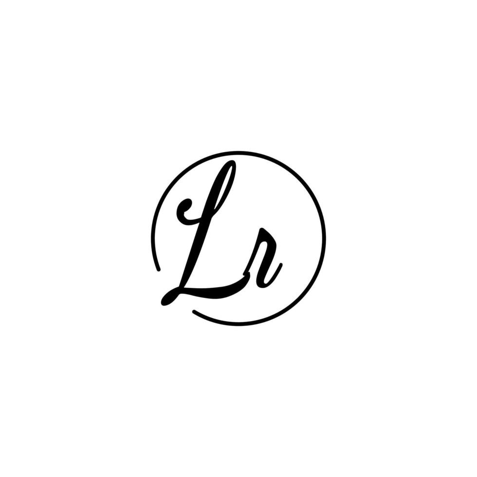 logotipo inicial del círculo lr mejor para la belleza y la moda en un concepto femenino audaz vector