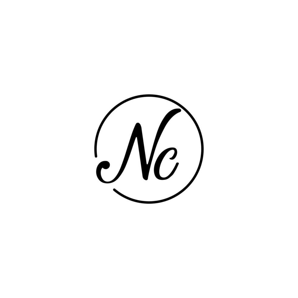 NC circle initial logo best for beauty and fashion in bold feminine concept vector