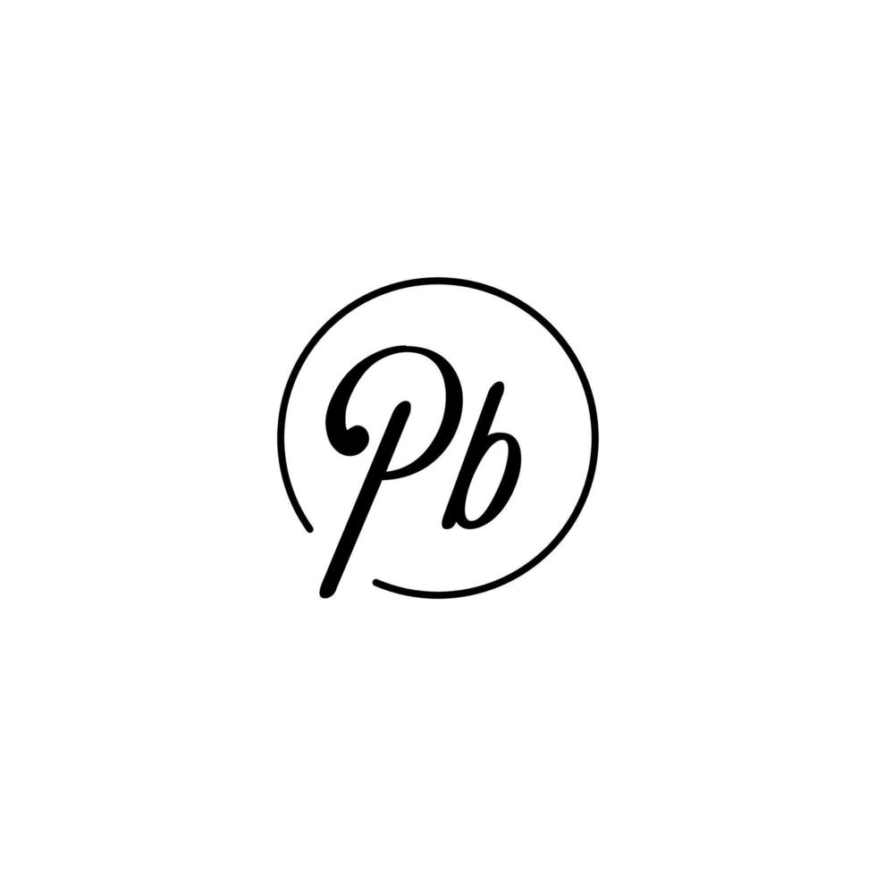 PB circle initial logo best for beauty and fashion in bold feminine concept vector