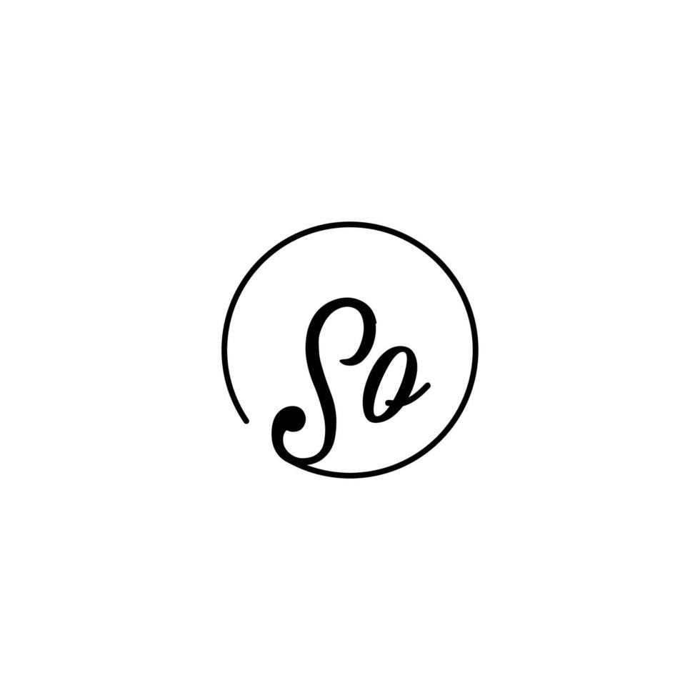 SO circle initial logo best for beauty and fashion in bold feminine concept vector