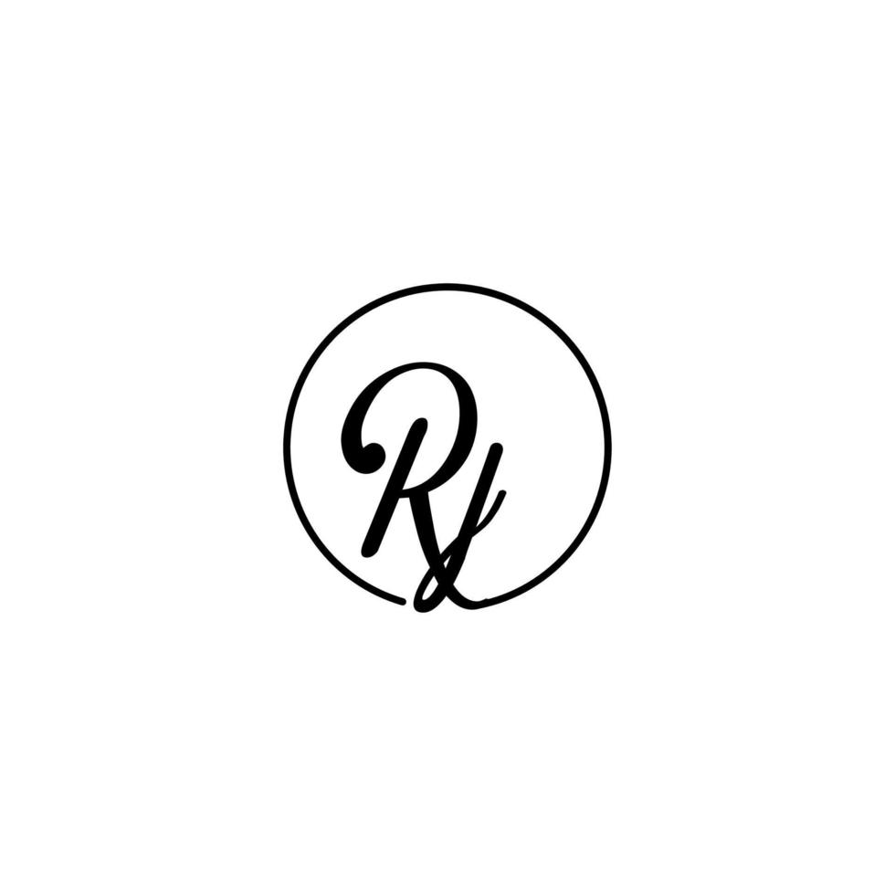 logotipo inicial de rj circle mejor para la belleza y la moda en un concepto femenino audaz vector