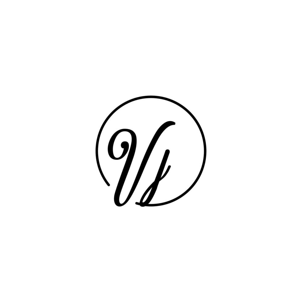 logotipo inicial del círculo vj mejor para la belleza y la moda en un concepto femenino audaz vector