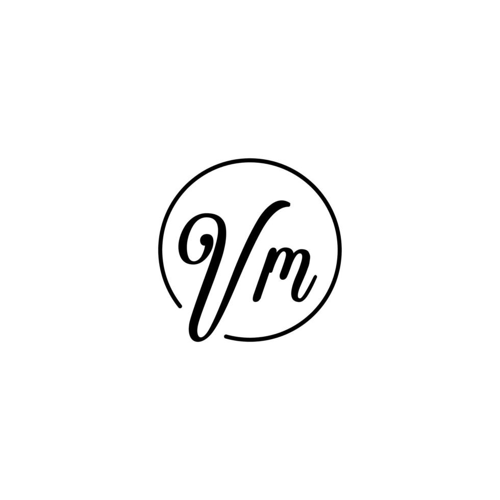 VM circle initial logo best for beauty and fashion in bold feminine concept vector
