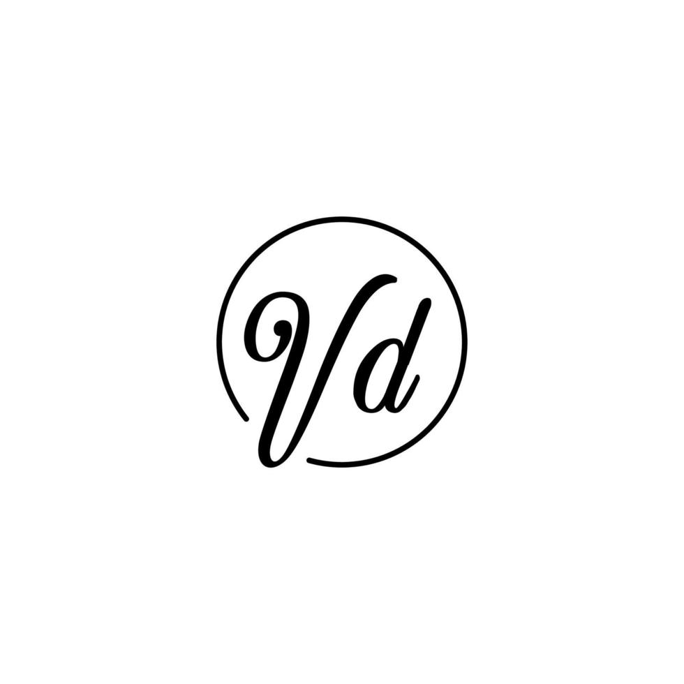 VD circle initial logo best for beauty and fashion in bold feminine concept vector