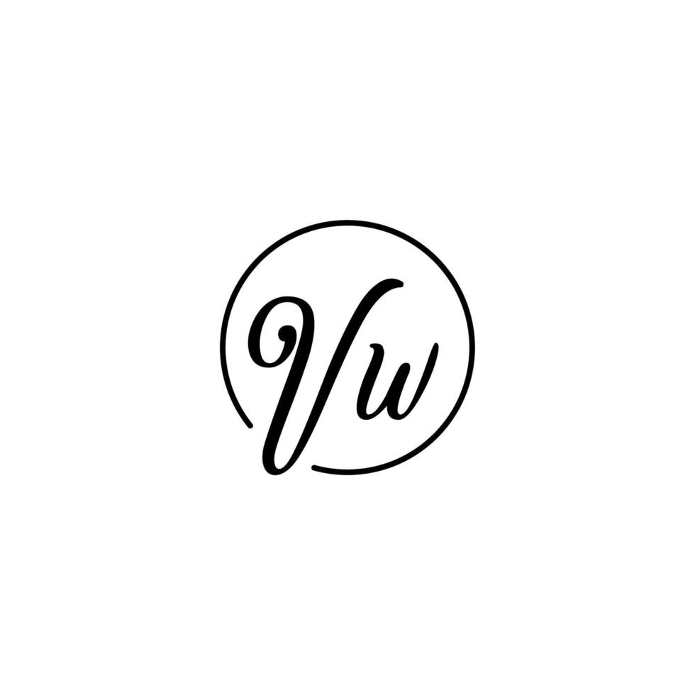 VW circle initial logo best for beauty and fashion in bold feminine concept vector