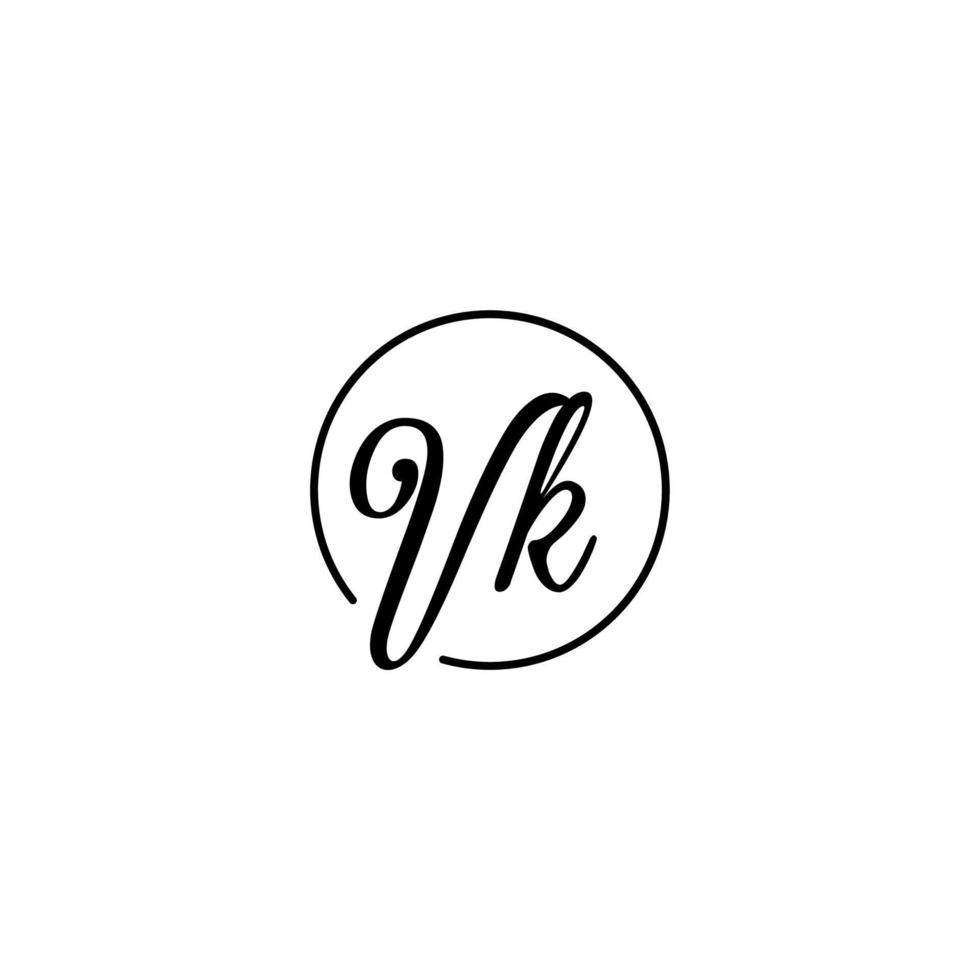 VK circle initial logo best for beauty and fashion in bold feminine concept vector