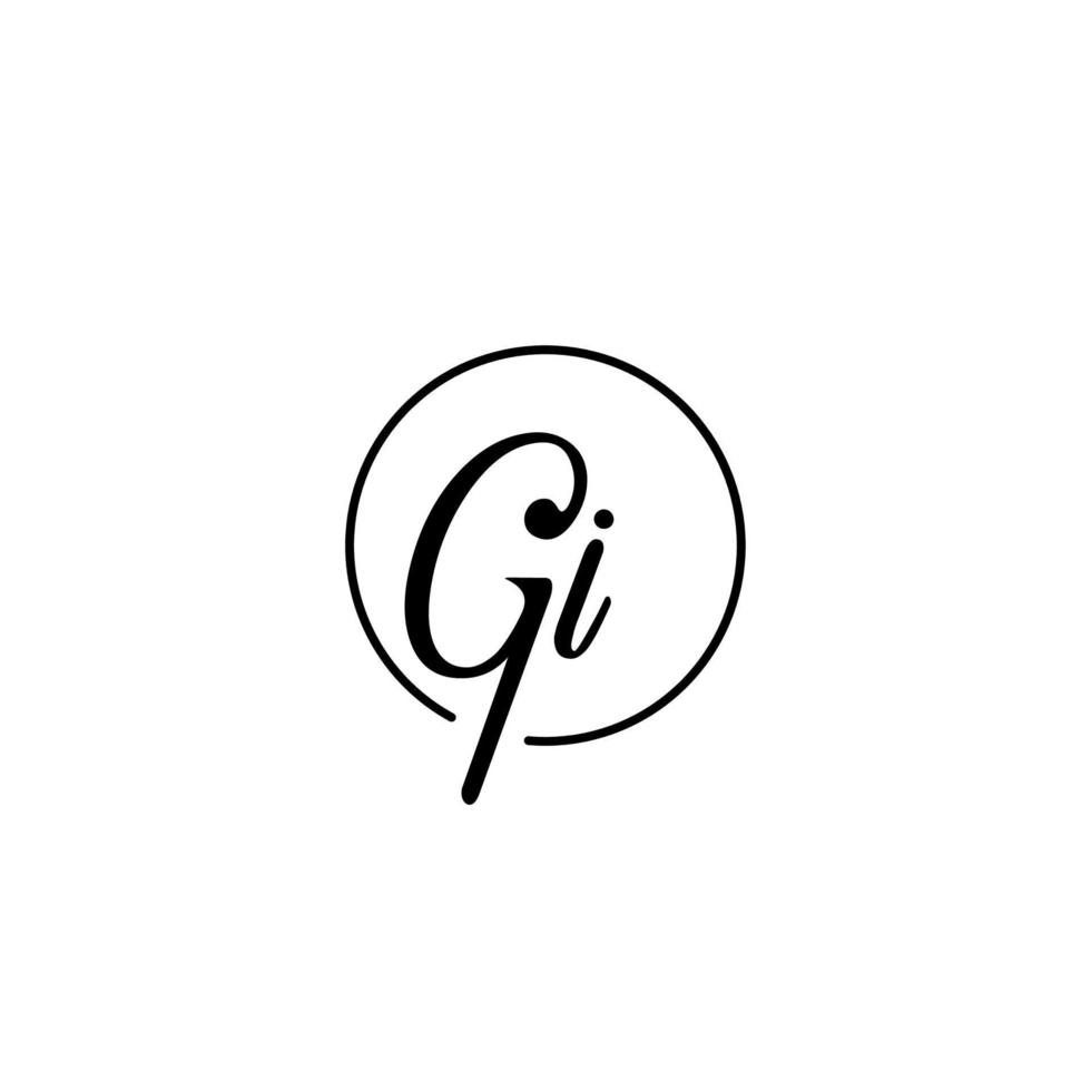 logotipo inicial del círculo gi mejor para la belleza y la moda en un concepto femenino audaz vector
