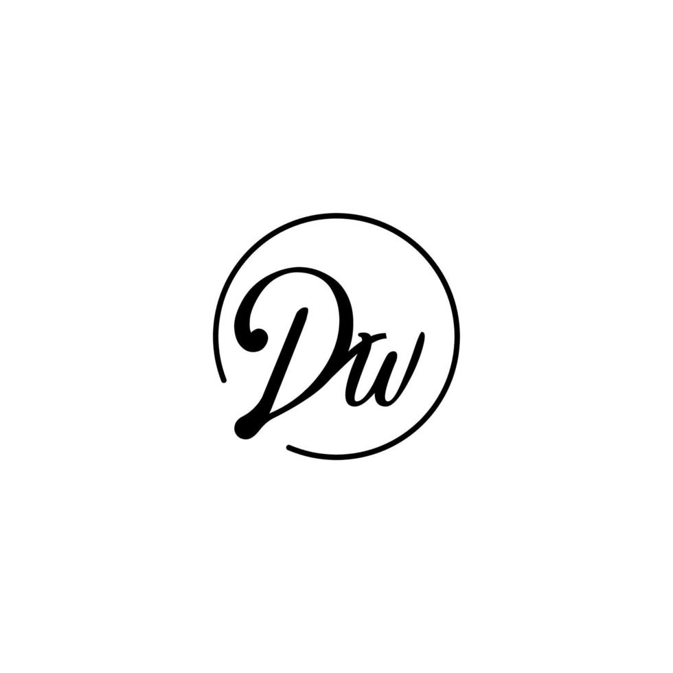 logotipo inicial del círculo dw mejor para la belleza y la moda en un concepto femenino audaz vector