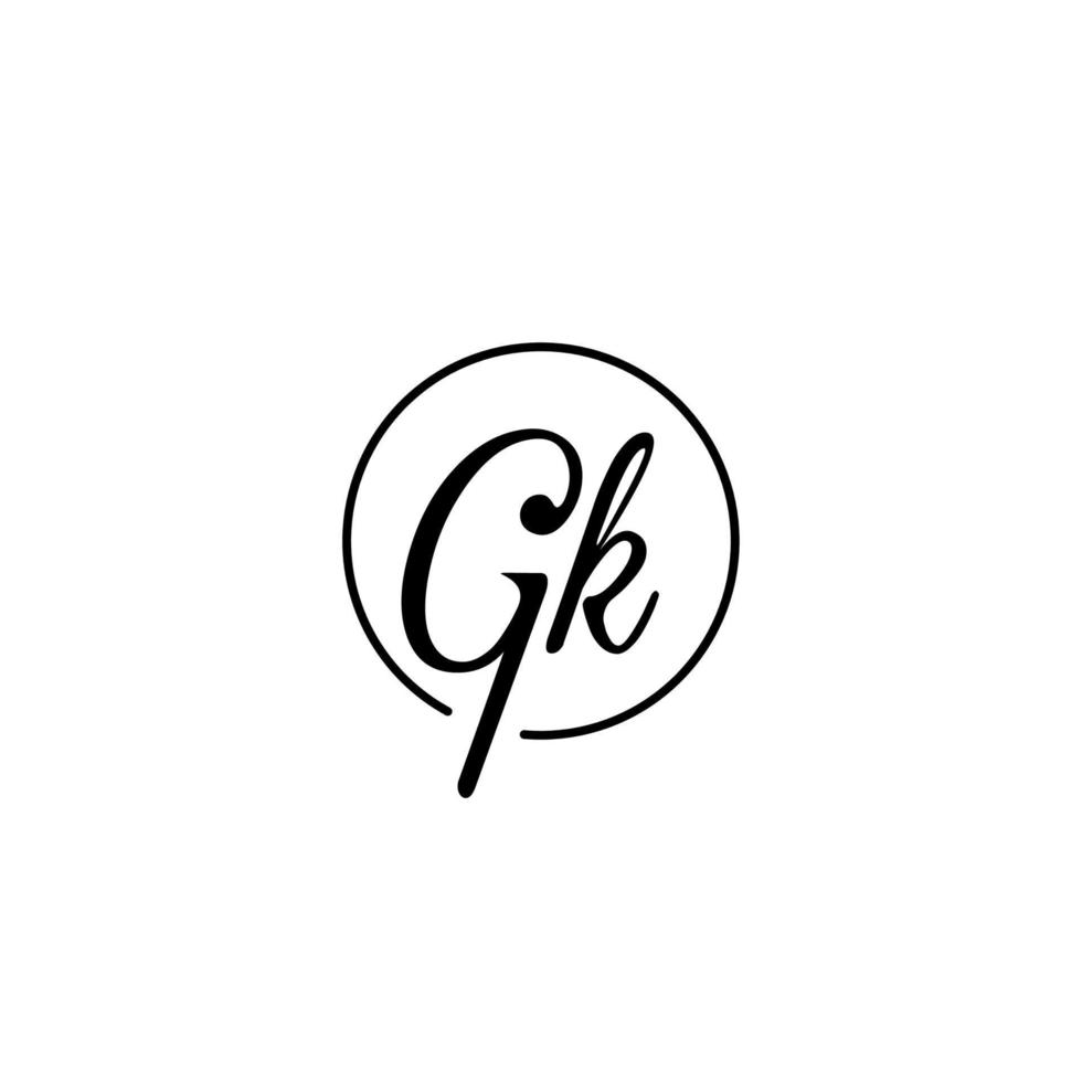 logotipo inicial del círculo gk mejor para la belleza y la moda en un concepto femenino audaz vector