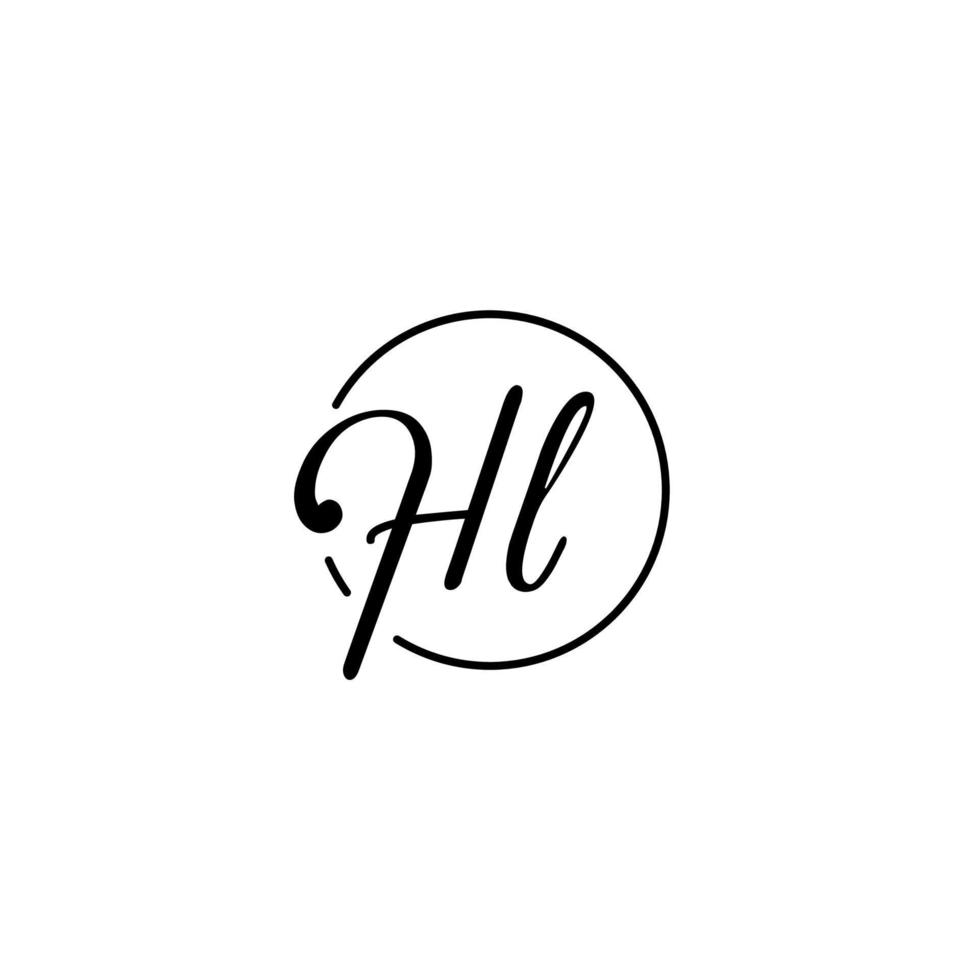 logotipo inicial del círculo hl mejor para la belleza y la moda en un concepto femenino audaz vector