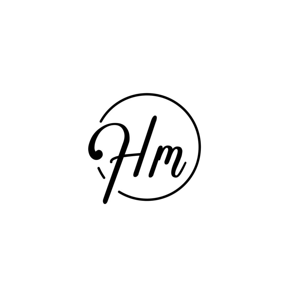 logotipo inicial del círculo hm mejor para la belleza y la moda en un concepto femenino audaz vector