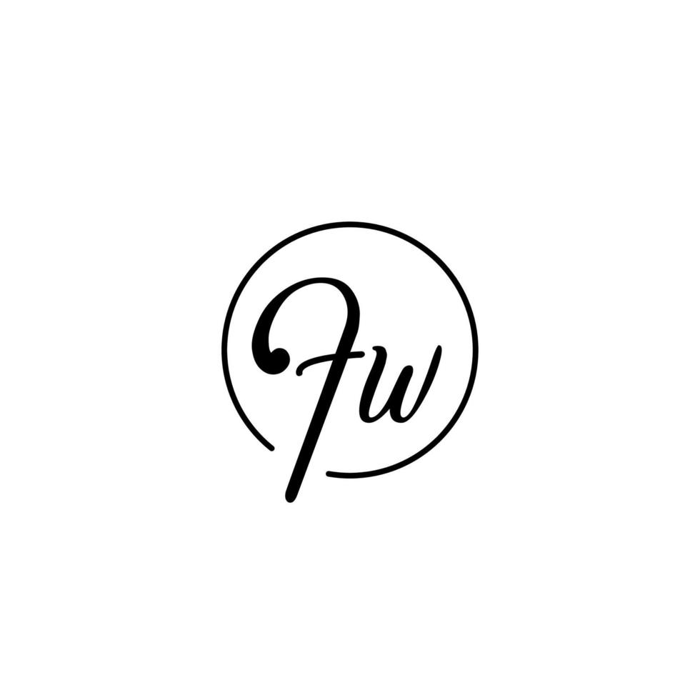 FW circle initial logo best for beauty and fashion in bold feminine concept vector