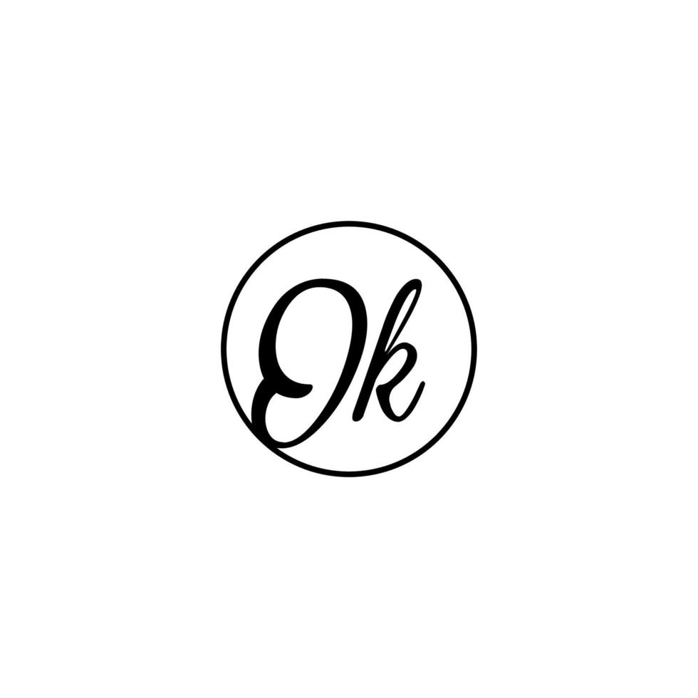 OK circle initial logo best for beauty and fashion in bold feminine concept vector