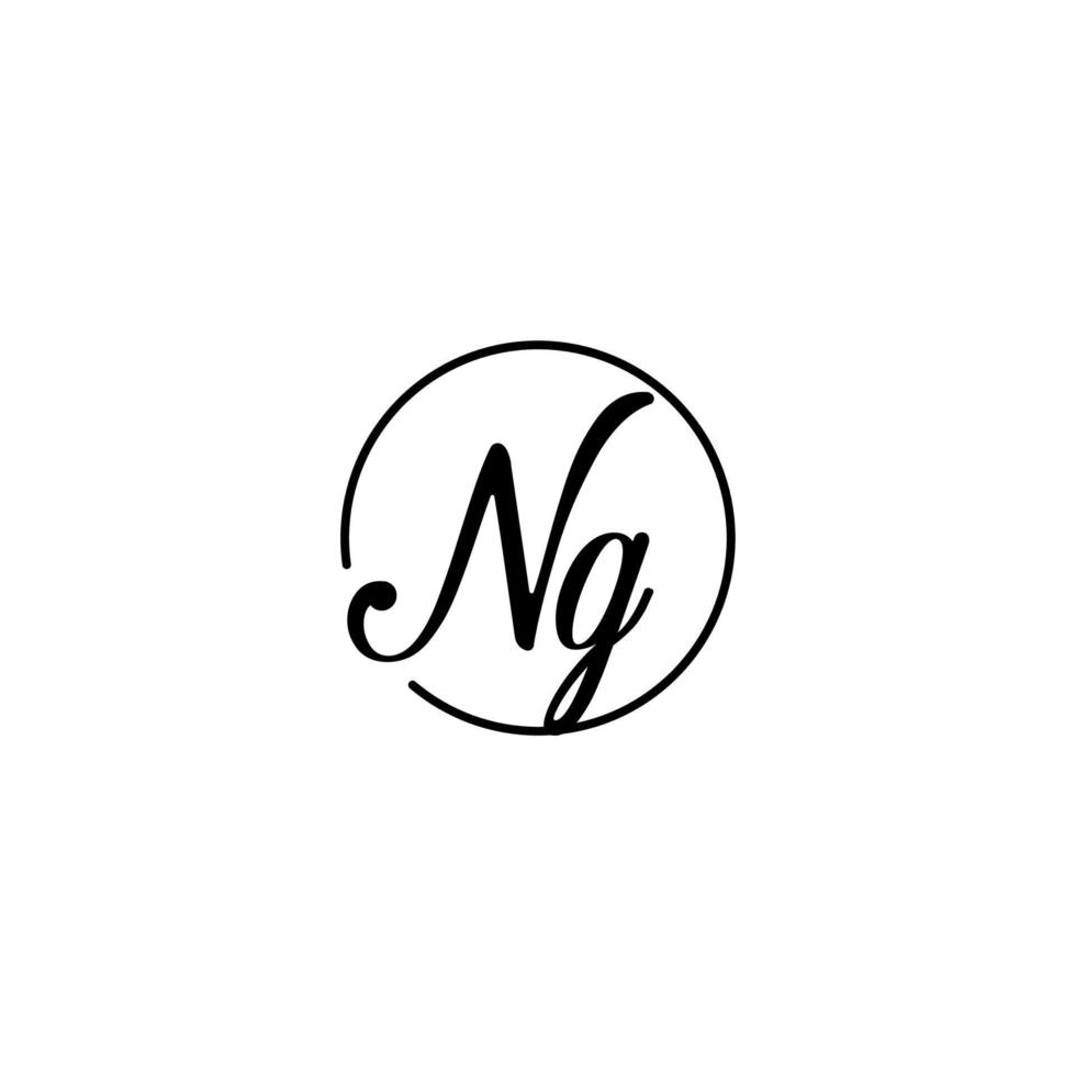logotipo inicial de ng circle mejor para la belleza y la moda en un concepto femenino audaz vector