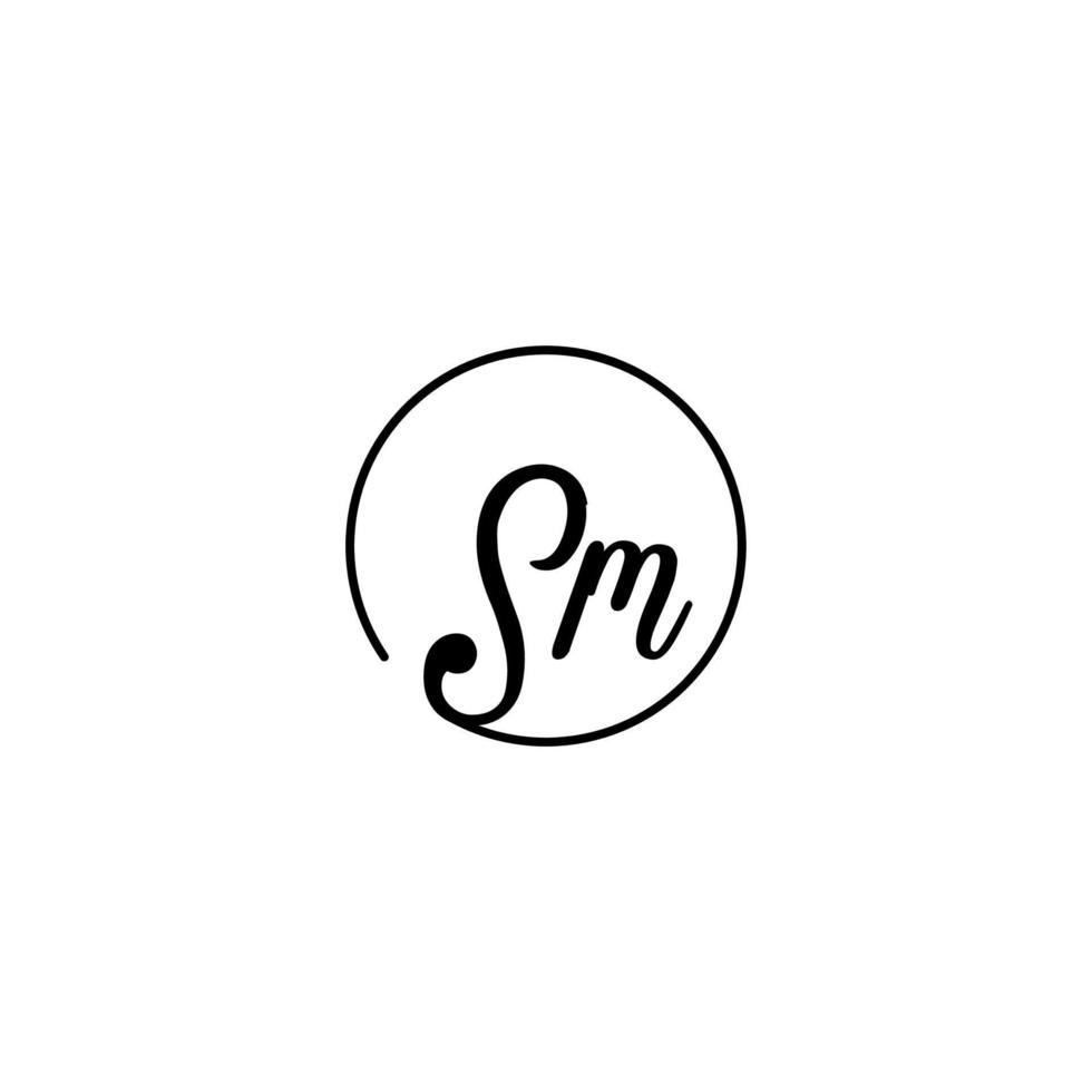 SM circle initial logo best for beauty and fashion in bold feminine concept vector