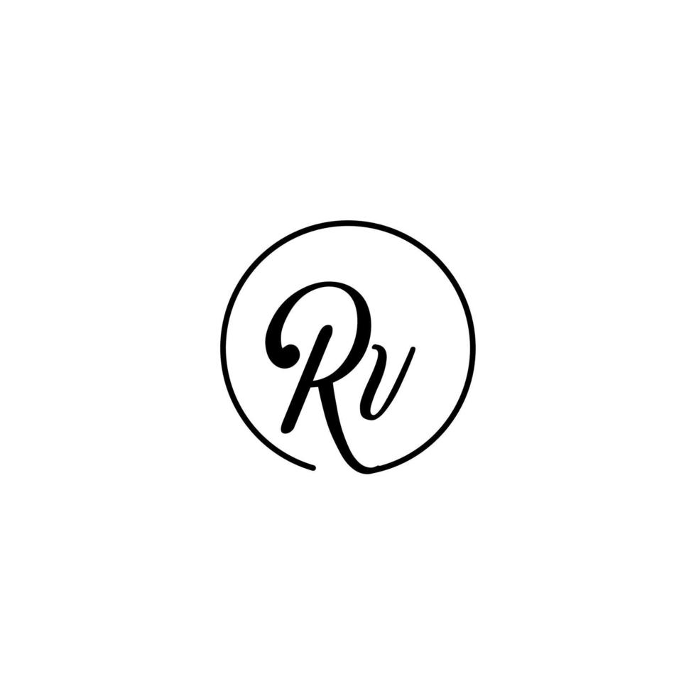 logotipo inicial del círculo rv mejor para la belleza y la moda en un concepto femenino audaz vector