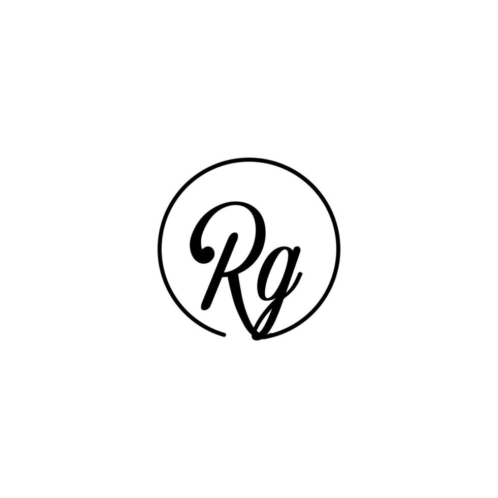 logotipo inicial del círculo rg mejor para la belleza y la moda en un concepto femenino audaz vector