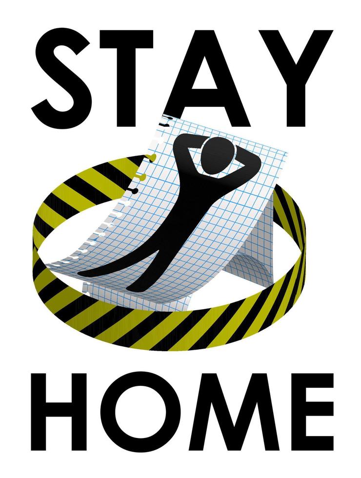 Stay home. black and yellow illustration. Coronovirus epidemic protective. Isolated vector on white background