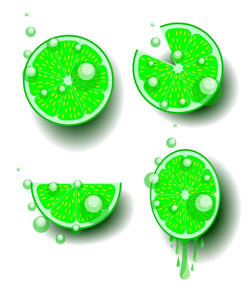 sectional refreshing juicy lemon with pulp and bubbles of carbonated drink. Natural citrus juice. Refreshing tropical fruits. 3d realistic vector icon