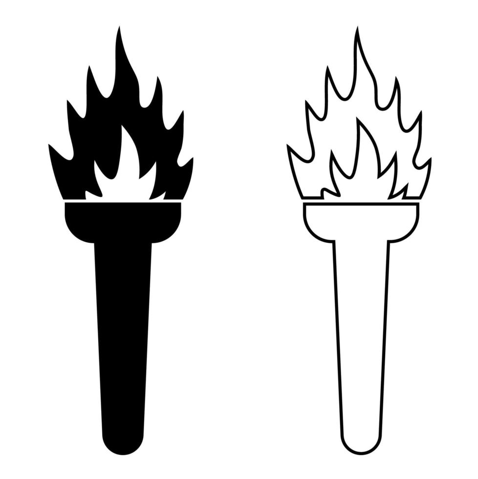 torch icon with a burning fire. Road lighting. Isolated vector on white background
